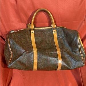 Elegant Etro Brown Leather  Bag duffel bag